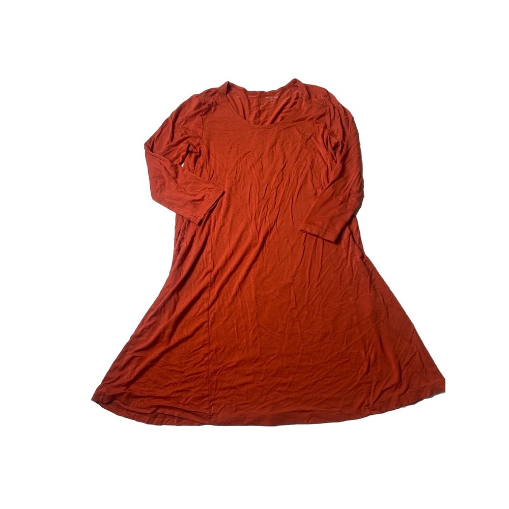 Garnet Hill Rust Orange Knit Stretch Midi Dress Sz S Christian Girl Autumn Fall